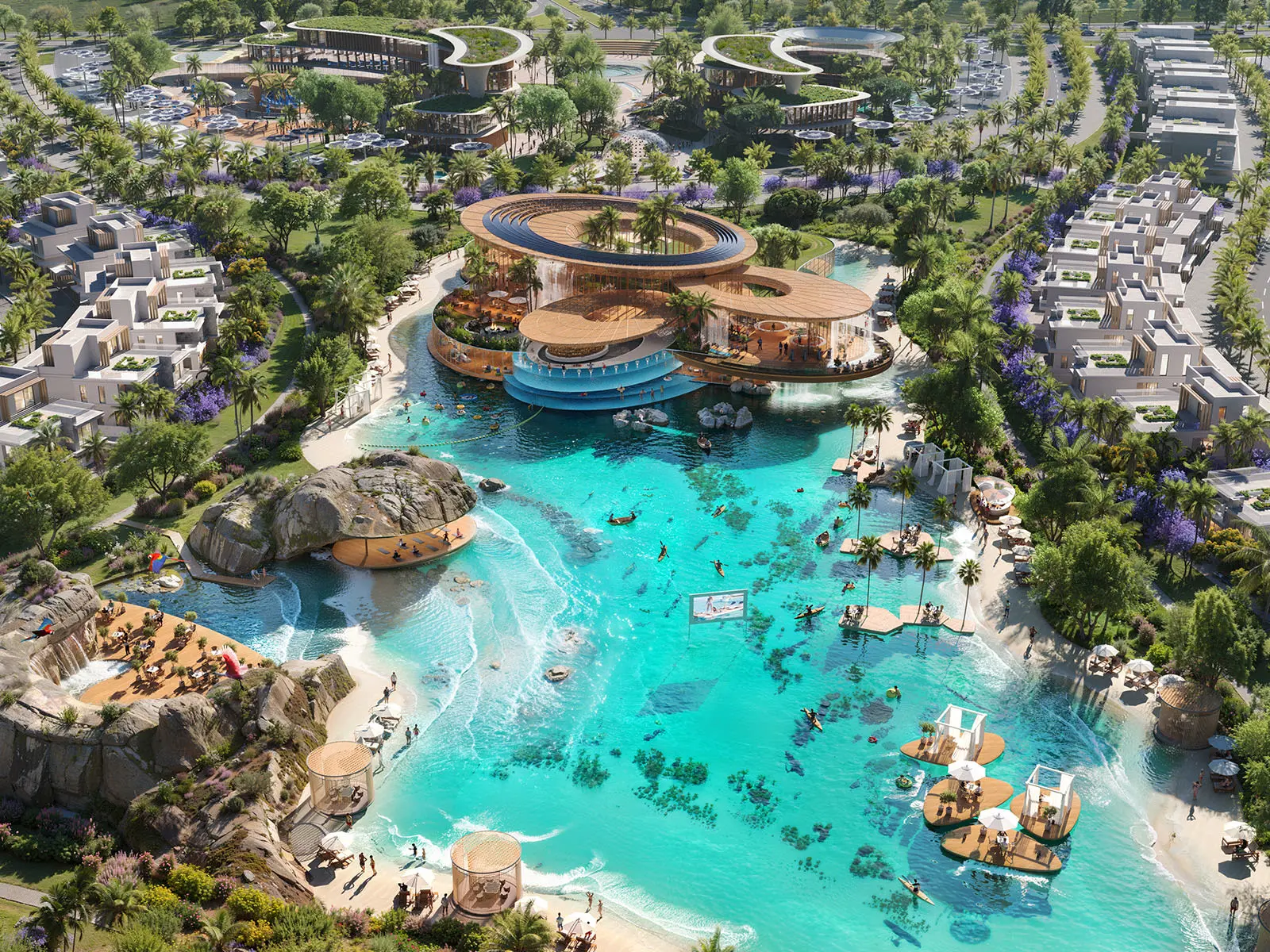 DAMAC Islands 2 parent — official marketing aerial of lagoon waterways and villa clusters