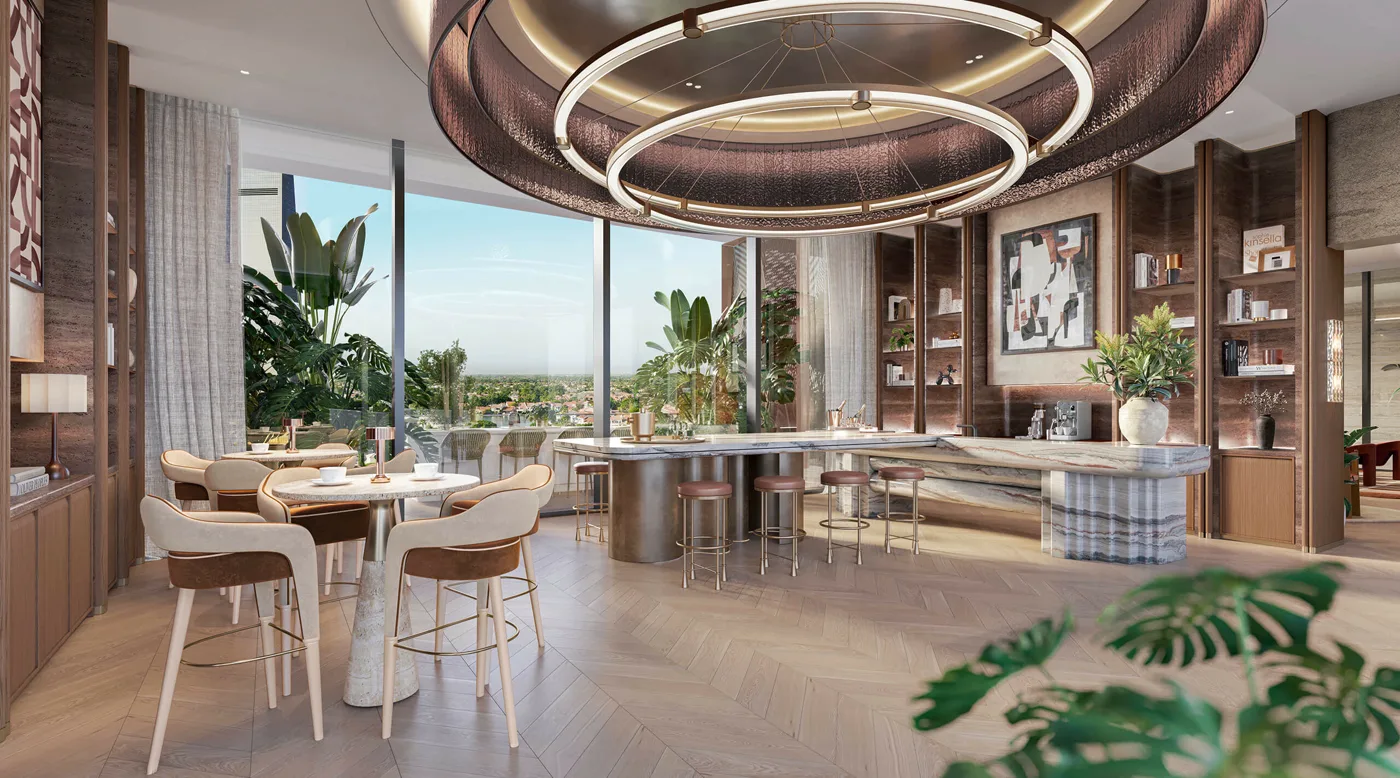 Eltiera Views — clubhouse interior marketing still from Ellington official gallery