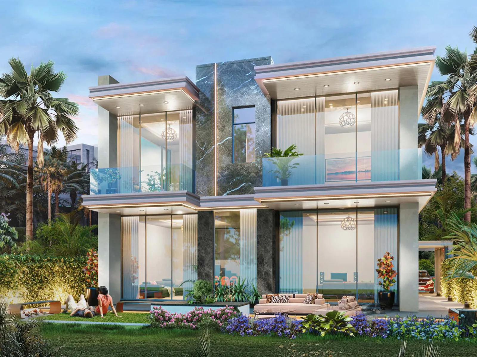 DAMAC Islands parent — official villa facade marketing still (master context, not a named Fiji 1 plot)