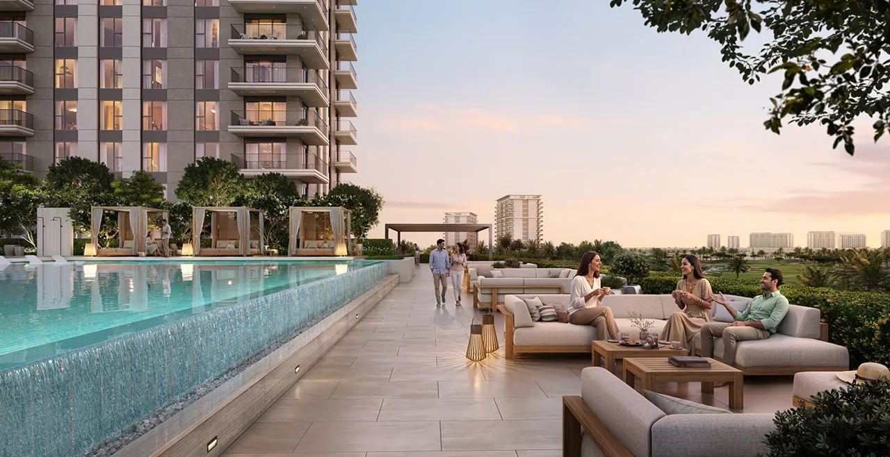Golf Fields Emaar South — community exterior and greenery marketing still