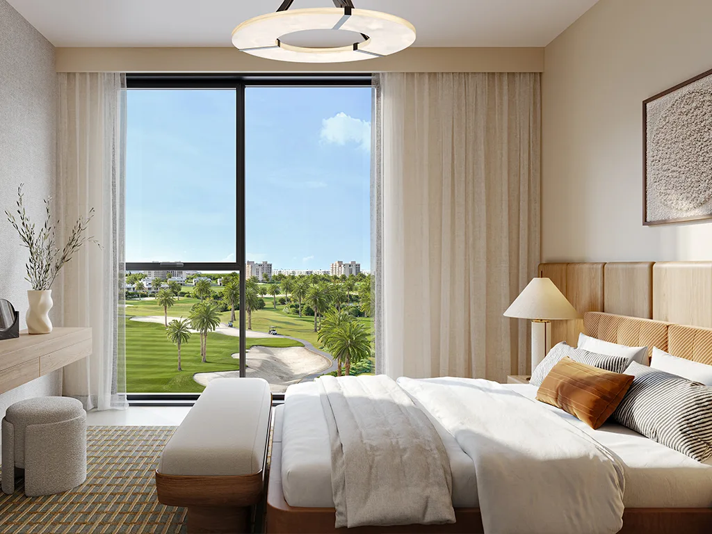Golf Fields Emaar South — interior living marketing still