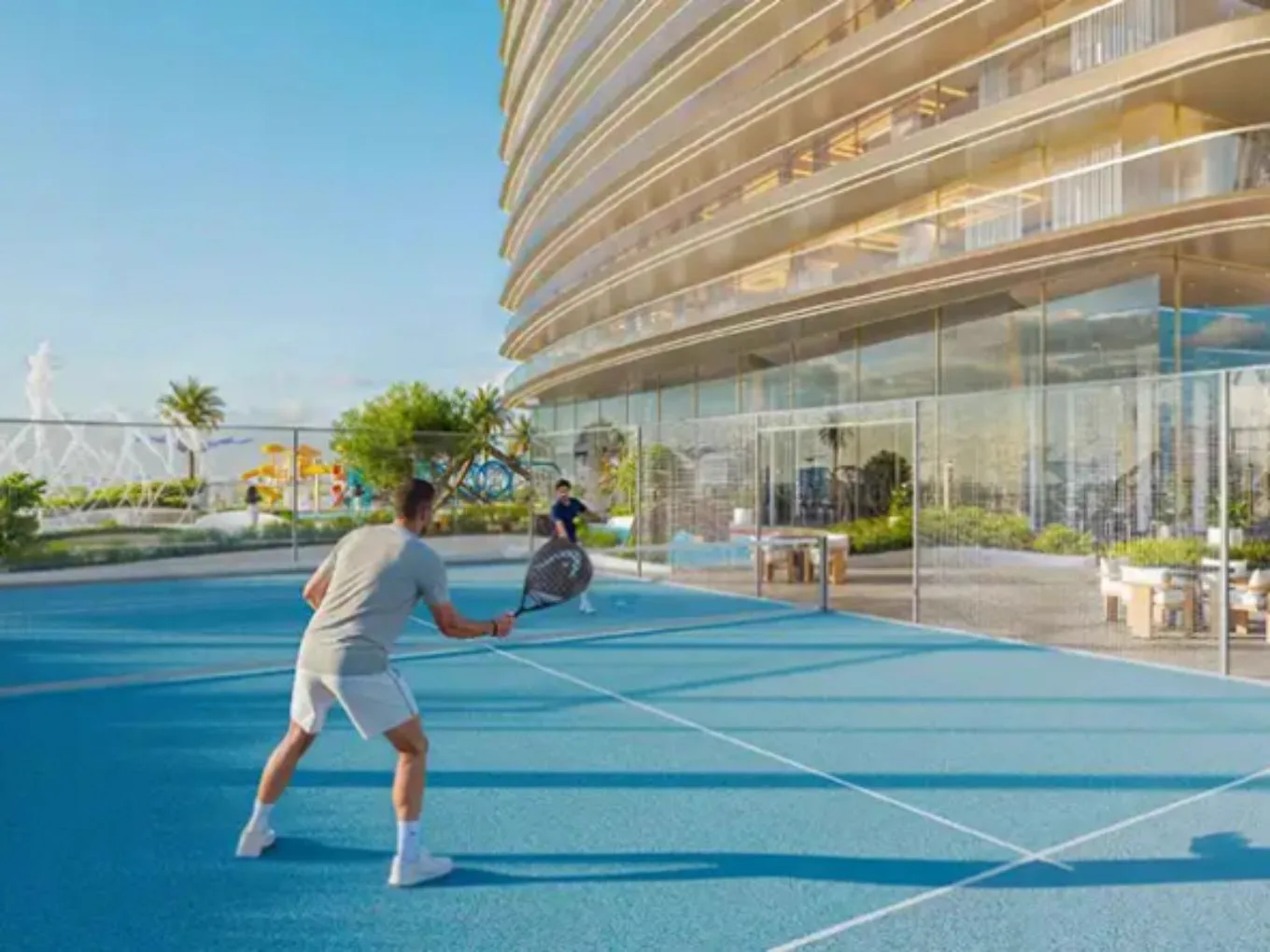 Greenz by Danube — tennis court amenity marketing render