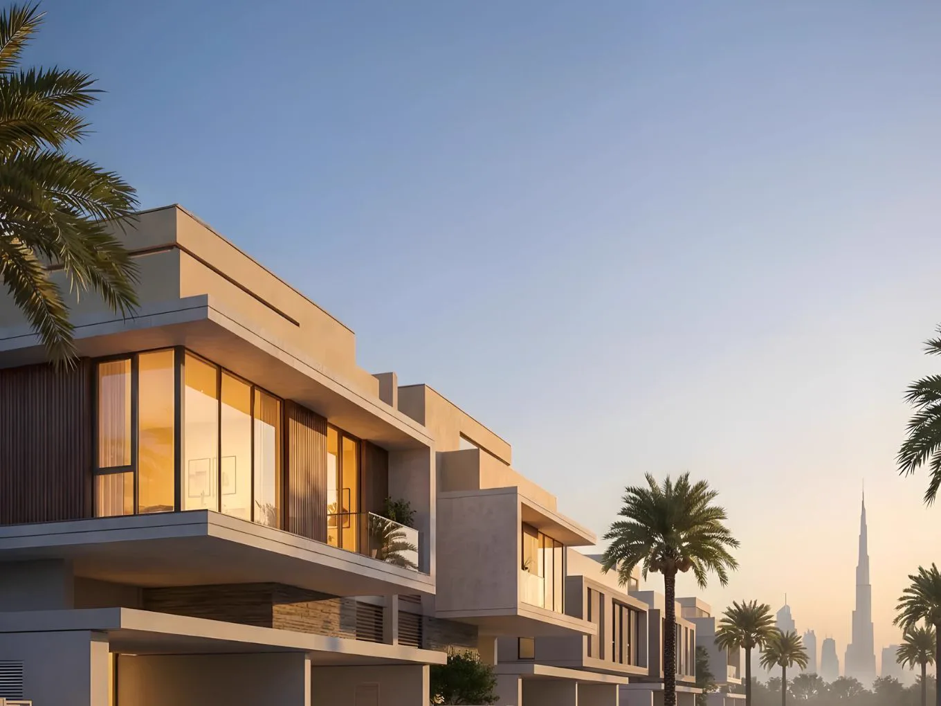 Greenz by Danube — low-rise residential street at sunset marketing render