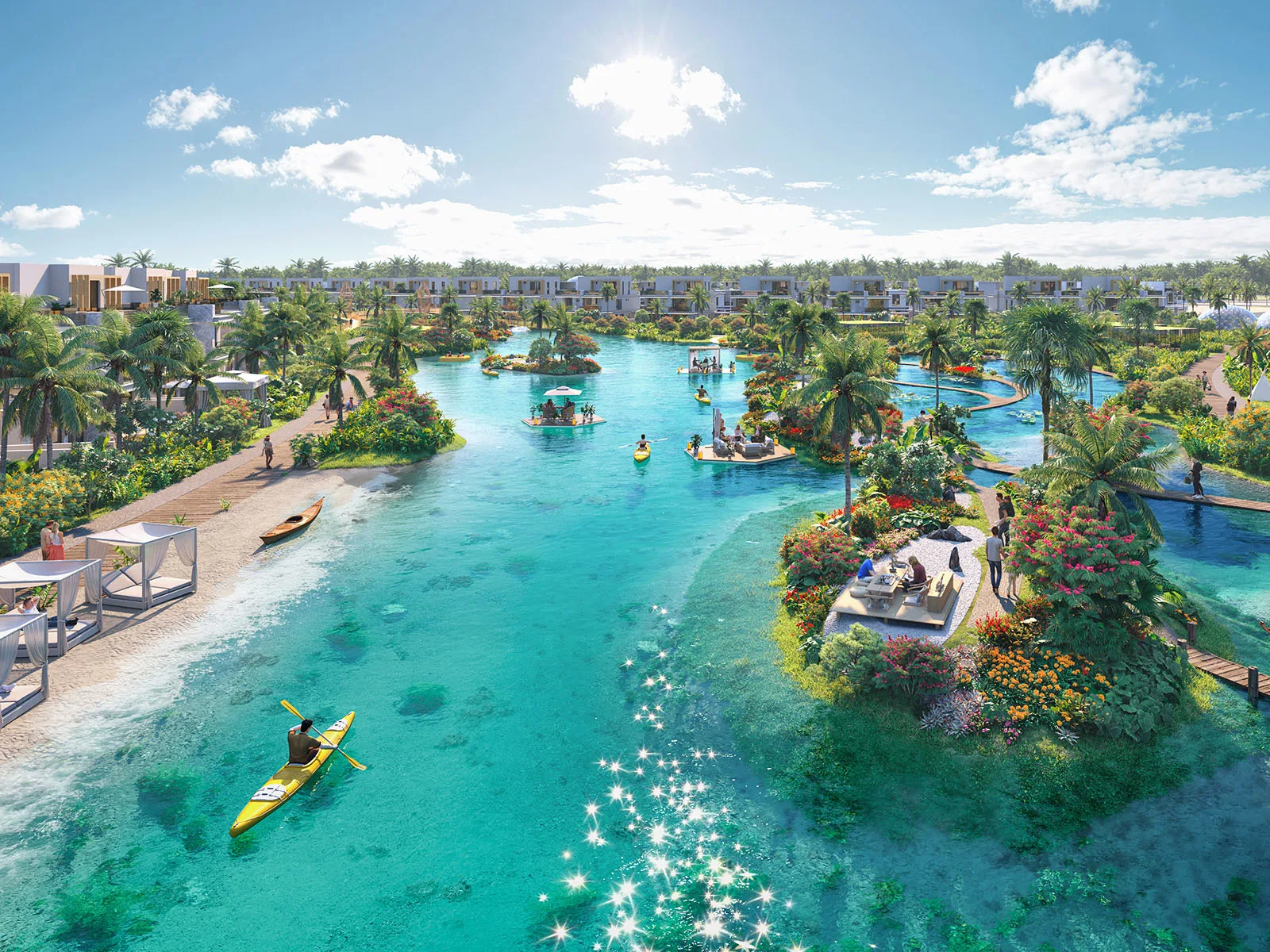 DAMAC Islands 2 parent — marketing aerial of lagoon waterways and villa clusters