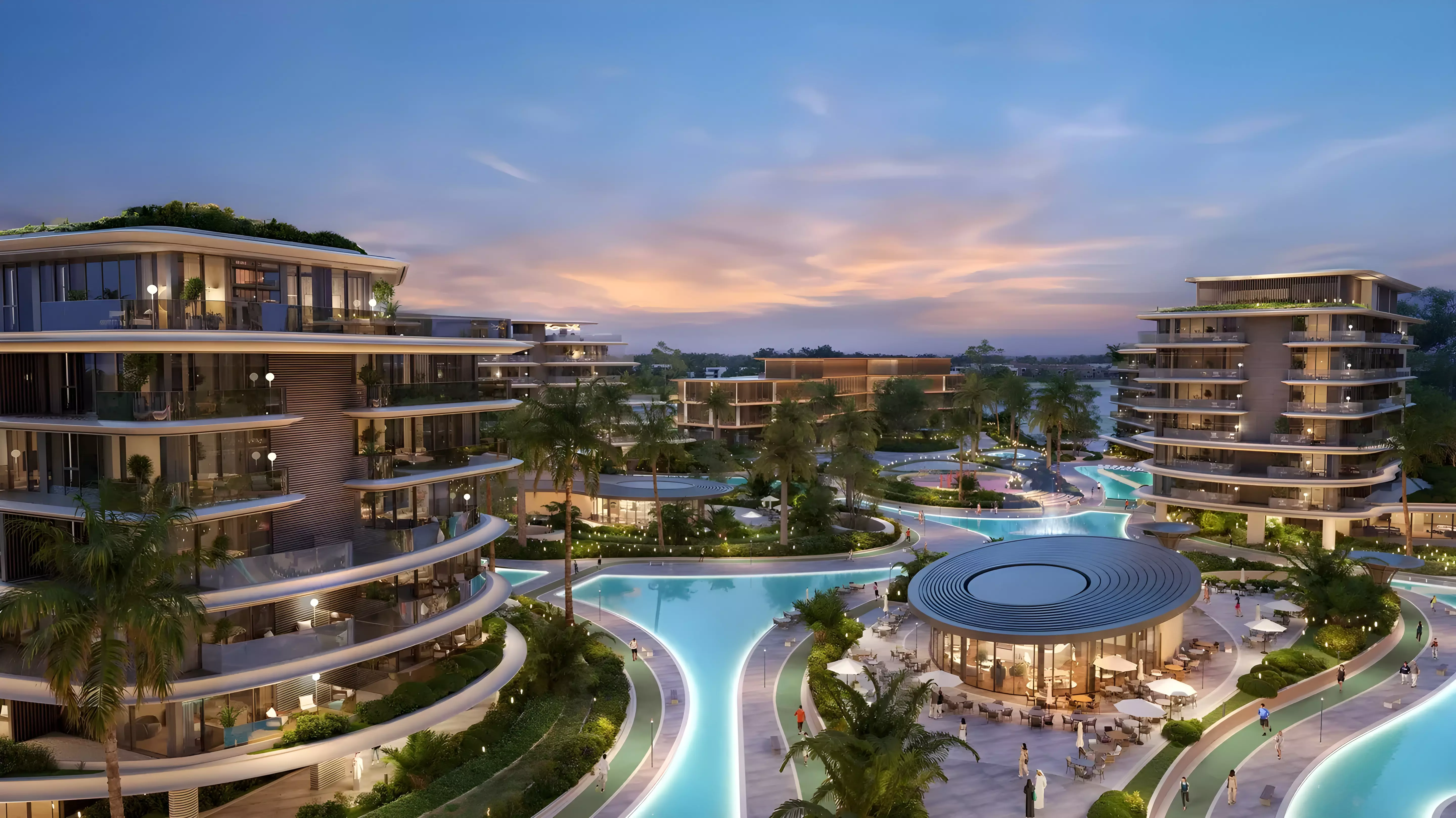 The Meriva Collection — evening courtyard marketing still used on Meriva Sunset portal gallery