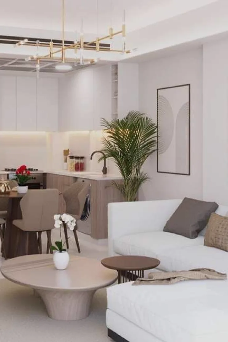 Noble Crest Residences — brochure living-room still with open kitchen and washer
