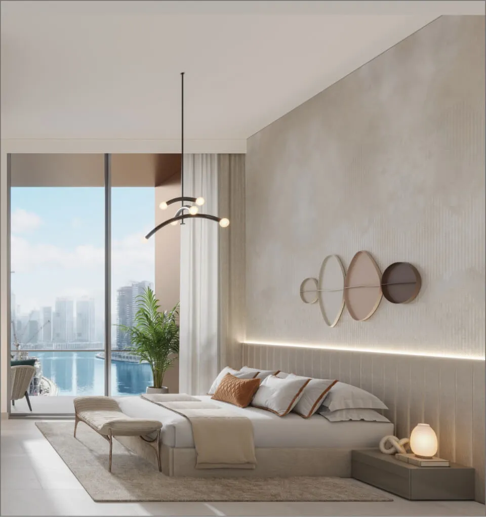 One River Point — living space interior render