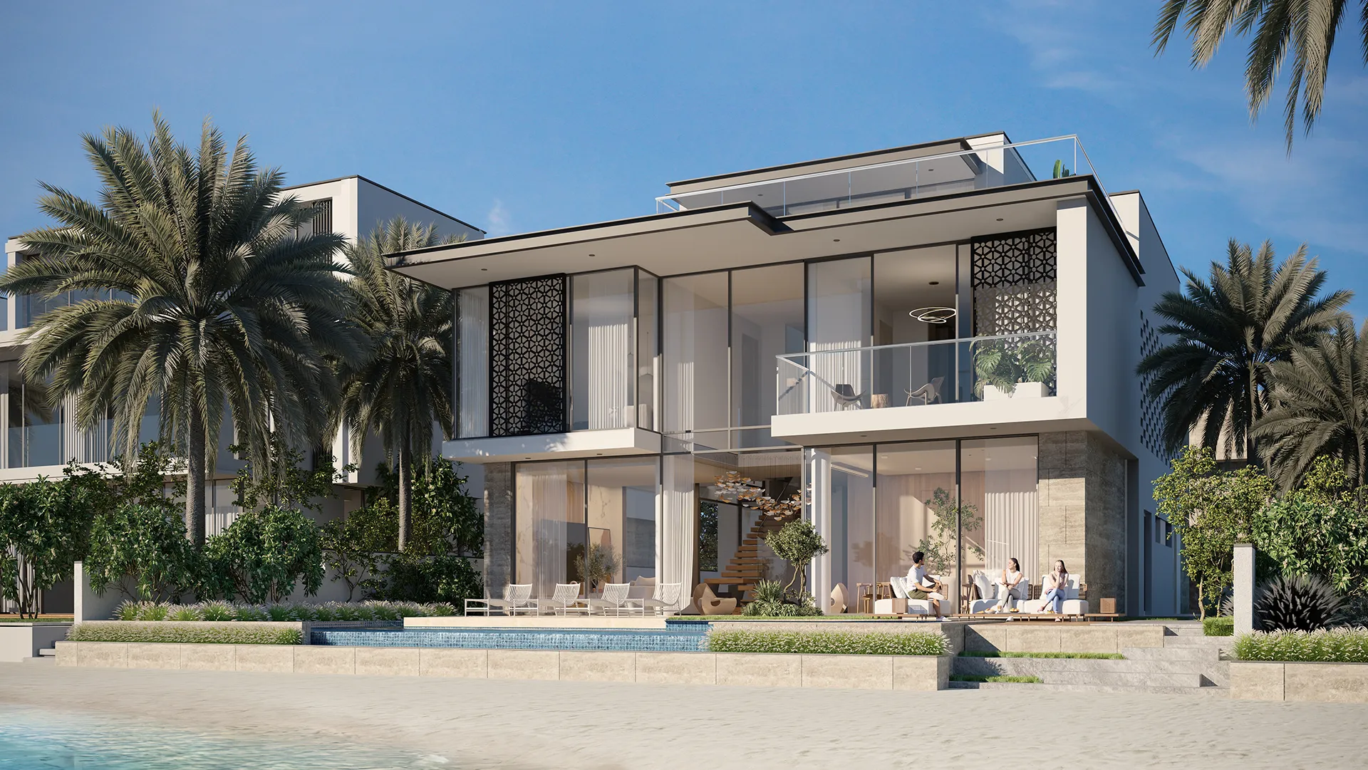 Beach Collection Frond D — Bluejay villa style exterior marketing still (official Palm Jebel Ali site)