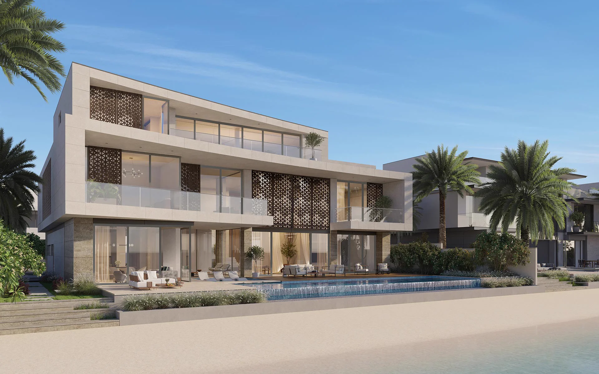 Coral Collection Frond D — Coral Dune villa style exterior marketing still (official Palm Jebel Ali Coral Frond D page)