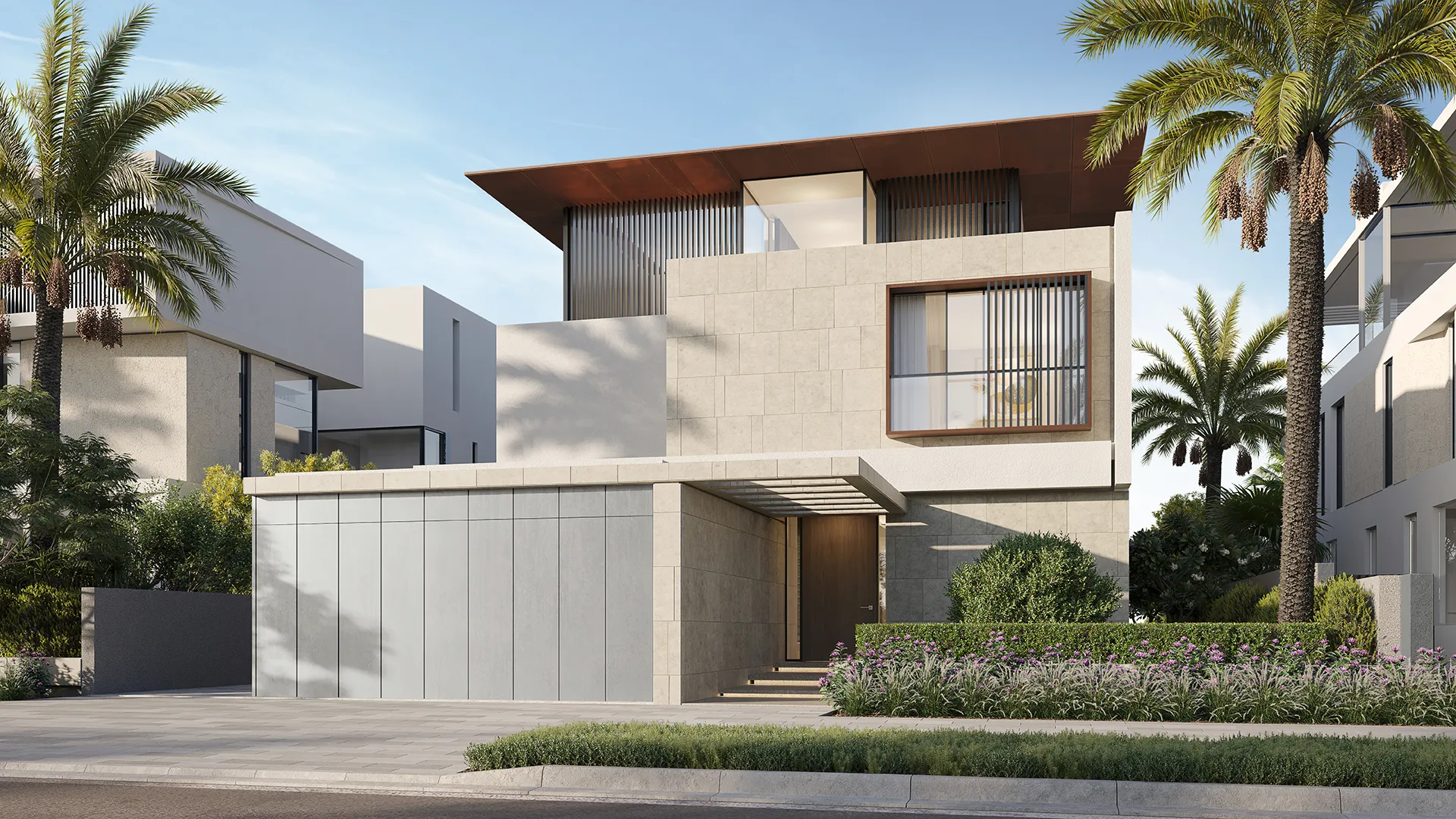 Beach Collection Frond E — Ocean Whisper villa style exterior marketing still (official Palm Jebel Ali site)