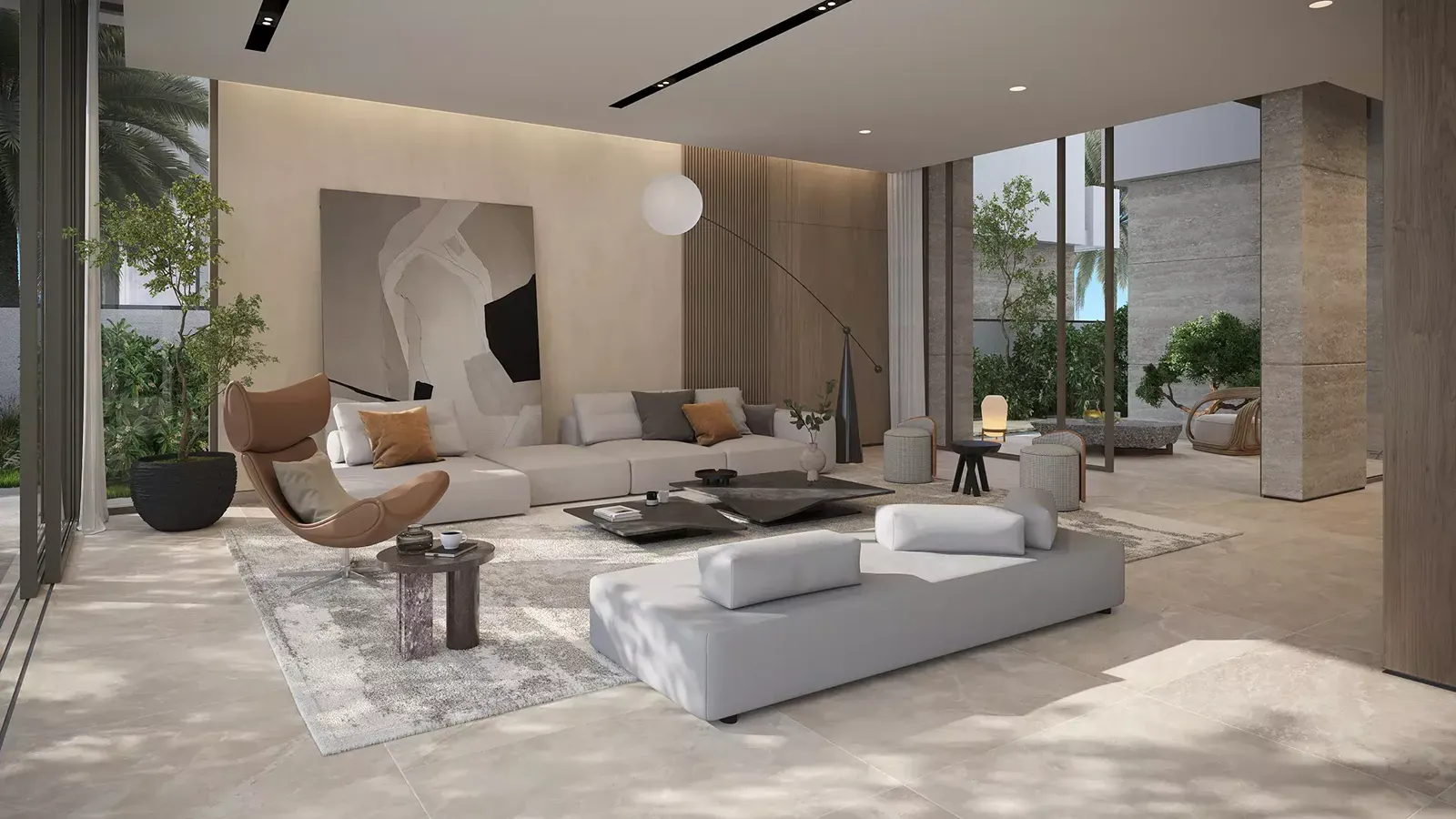 Palm Jebel Ali — villa living room interior render (Nakheel)