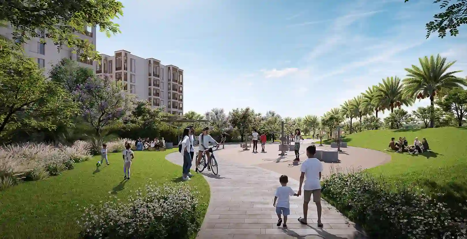 Savanna at Dubai Creek Harbour — community lifestyle marketing still