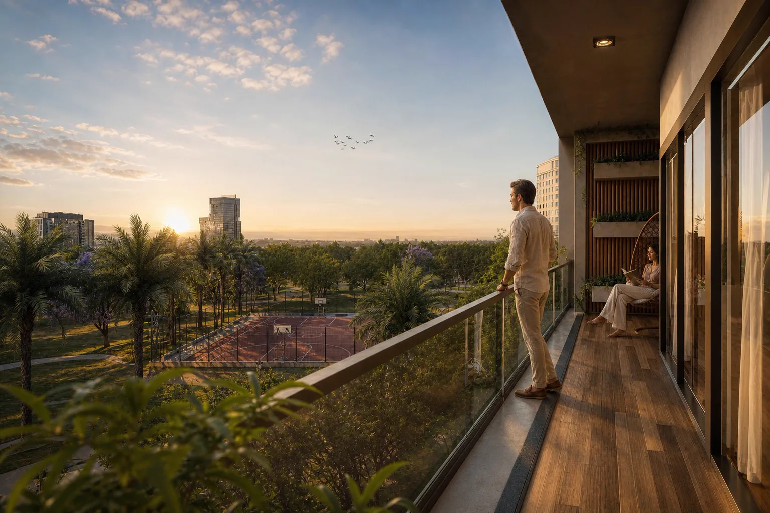 Symbolic Altus — official balcony still over a neighbourhood sports court