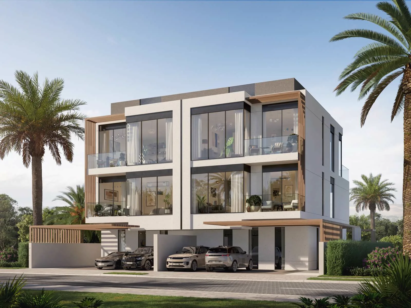Terra Golf Collection — twin villa street front marketing still