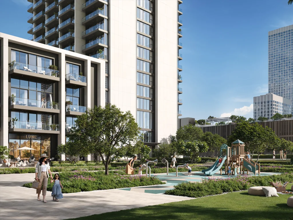 Valia at Dubai Creek Harbour — architectural exterior marketing still